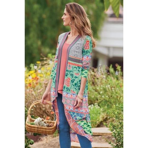 Soft Surroundings Daydreams Topper Kimono Floral Boho Festival Sz S - Picture 13 of 13